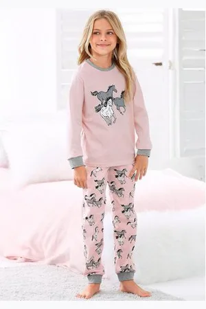 Petite Fleur Pyjama in een lang model met paardenprint (2-delig, 1 stuk)