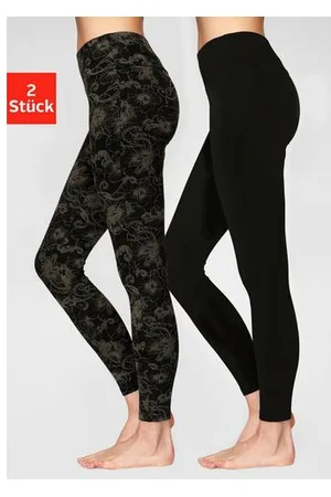 H.I.S Legging gedessineerd en uni (Set van 2)