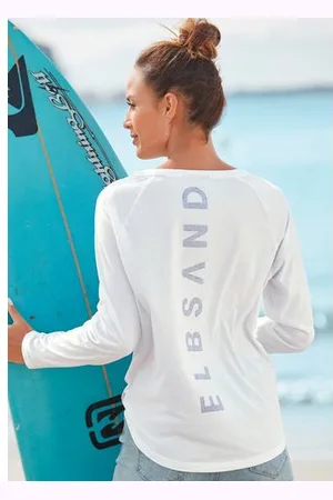 ELBSAND Longsleeve TINNA met logoprint op de rug, shirt met lange mouwen van een katoenmix, sportief-casual