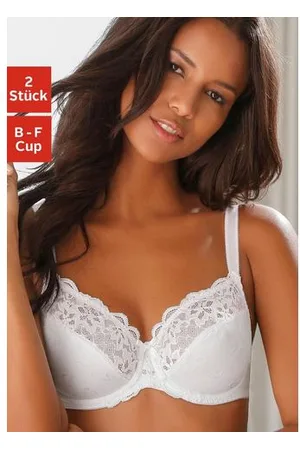 Petite Fleur Beugel-bh met elastische kant, dessous (Set van 2)