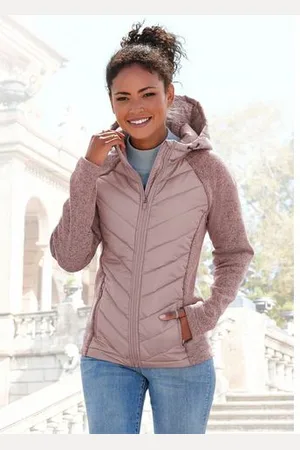 vivance collection Gewatteerde jas met tricot-fleece-mouwen