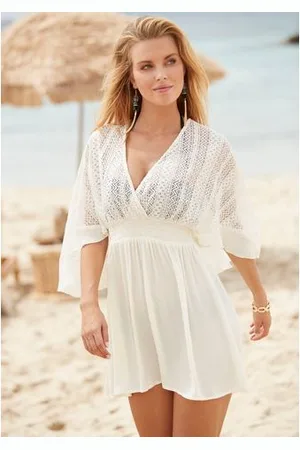 Lascana Tuniekjurk met wijde mouwen, van kant, blousejurk, strandkleding