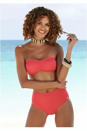 Lascana Highwaist-bikinibroekje Scallop met gelaserd schulprandje