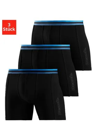 Bench Lange boxershort met elastische band en logoprint op de pijp (3 stuks)