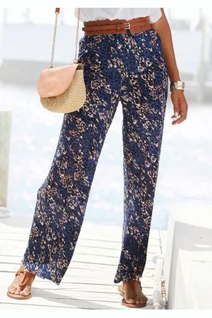 vivance collection Jerseybroek met alloverprint, comfortabele zomerbroek in wijde pasvorm, strandbroek