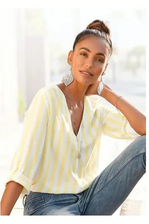 Lascana Blouse zonder sluiting met streep-print, lichte geweven stof, damesblouse