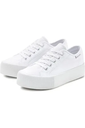 Lascana Sneakers Veterschoen, vrijetijdsschoen van textiel met plateausole