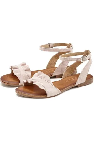 Lascana Sandalen Sandalette, zomerschoen van hoogwaardig leer met kleine ruches