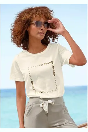 ELBSAND T-shirt met logoprint voor