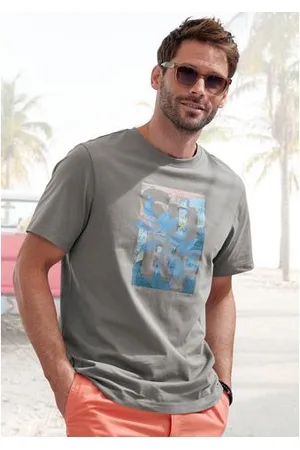 john devin T-shirt Ronde hals shirt met surf-print van 100% katoen
