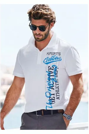 john devin Poloshirt met grote print aan de voorkant van katoen-piqué