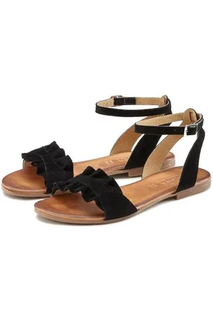 Lascana Sandalen Sandalette, zomerschoen van hoogwaardig leer met kleine ruches