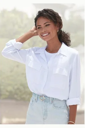 vivance collection Overhemdblouse van zachte lyocellkwaliteit, luchtige damesblouse, casual-chic