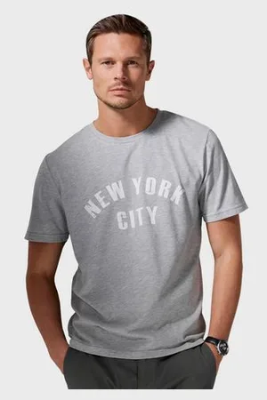 john devin T-shirt Vrijetijdshirt met ronde hals en frontprint van katoenmix