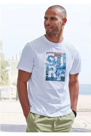 john devin T-shirt Ronde hals shirt met surf-print van 100% katoen