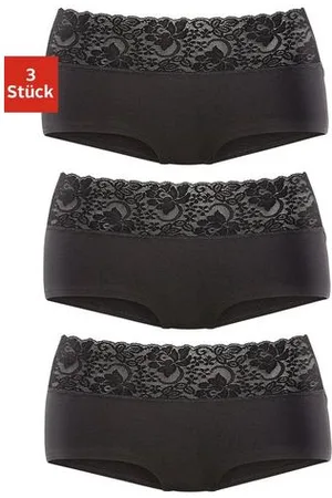 vivance collection Hipster van elastische katoen met florale kant (3 stuks)