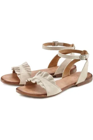 Lascana Sandalen Sandalette, zomerschoen van hoogwaardig leer met kleine ruches