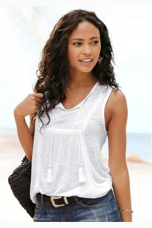 Buffalo Tanktop met borduursel, zomertop, viscose