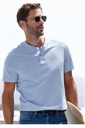 H.I.S Henleyshirt Korte mouwen shirt met Henley-kraag, gestructureerde katoen