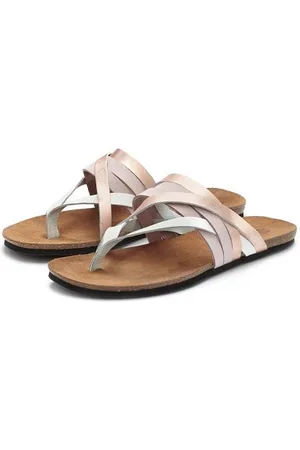 Lascana Teenslippers Sandaal, pantoletten van leer met kurken voetbed