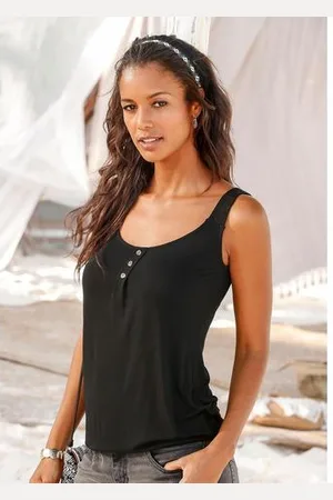 Lascana Strandtop Met gevlochten bandjes van zachte viscose-stretch (Set van 2)