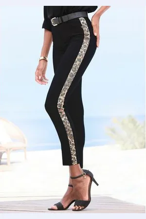Lascana 7/8-jegging met dierenprint aan de zijkant, elastische skinny jeans van katoenmix