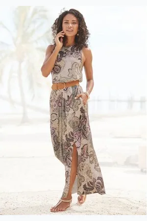 Lascana Maxi-jurk met paisley-print en split, licht zomerjurk, strandjurk