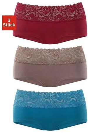 vivance collection Hipster van elastische katoen met florale kant (3 stuks)