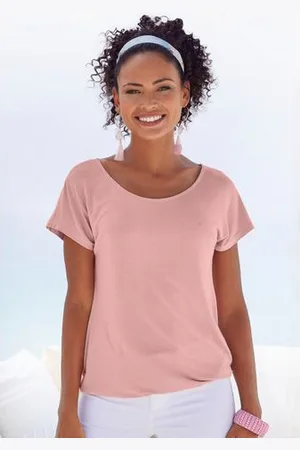 vivance collection Shirt met korte mouwen Met haakwerk aan de achterkant