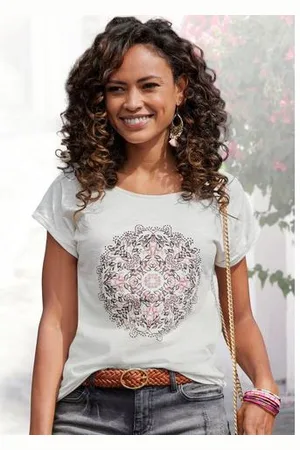 vivance collection Shirt met korte mouwen Met modieuze frontprint in een zachte katoenkwaliteit