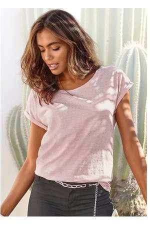 vivance collection Shirt met korte mouwen Met zilverkleurige glitterstippen