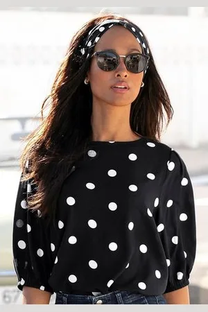 vivance collection Blouse zonder sluiting met stippenprint, damesblouse, elegant, casual