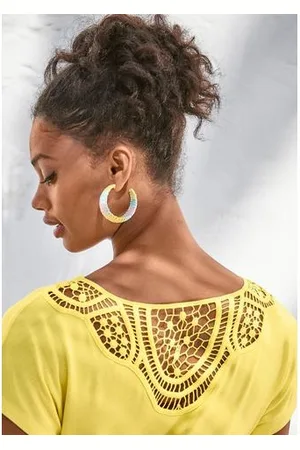 vivance collection Shirt met korte mouwen Met haakwerk aan de achterkant