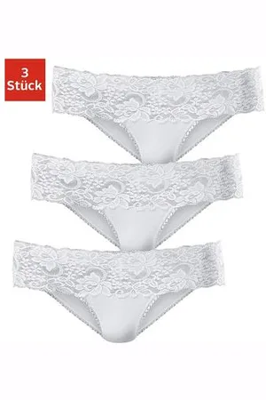 vivance collection Brazilian slip van elastische katoen met florale kant (3 stuks)