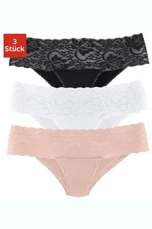 vivance collection Brazilian slip van elastische katoen met florale kant (3 stuks)