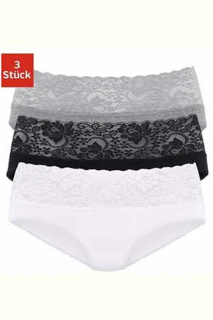 vivance collection Slip van elastische katoen met florale kant (3 stuks)
