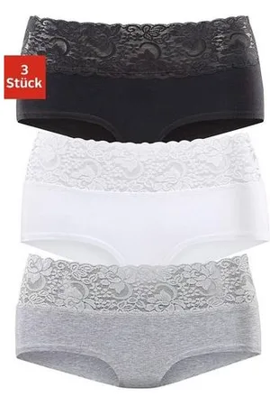 vivance collection Hipster van elastische katoen met florale kant (3 stuks)