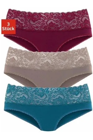 vivance collection Slip van elastische katoen met florale kant (3 stuks)