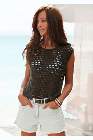 vivance collection Slip-over in modieuze boxy-vorm, zomers brei-top van katoenmix