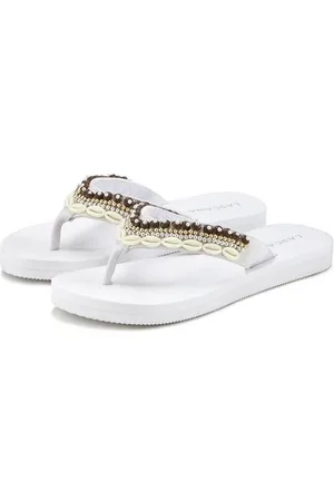 Lascana Badslippers Sandaal, pantoletten, badschoen met schelpimitaten VEGAN