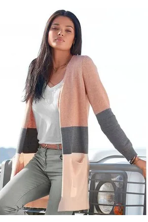 vivance collection Cardigan met colorblock-look en zakken, lange cardigan