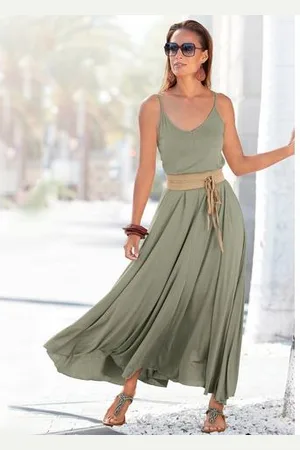 Buffalo Maxi-jurk van jersey in wijdere vorm, lichte zomerjurk, strandjurk, basis