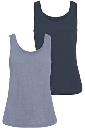 vivance collection Strandtop Met tanktopbandjes, ronde hals gemaakt van strijkvrije crêpe stof (2-delig, Set van 2)