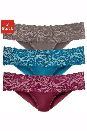 vivance collection Brazilian slip van elastische katoen met florale kant (3 stuks)