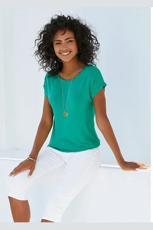 vivance collection Shirt met korte mouwen Met elastiek in de band van zachte viscose-stretch (Set van 2)