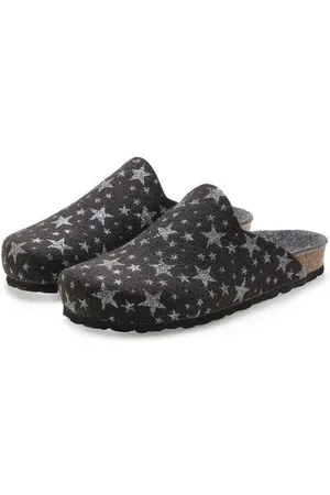 vivance collection Pantoffels van vilt met verwarmend kurken voetbed & sterrenprint, pantoffel, klomp