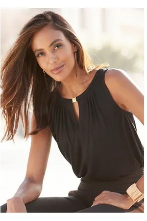 Lascana Tanktop met decoratief accessoire, casual blusentop, elegant