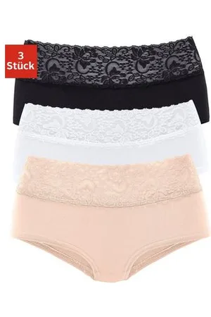 vivance collection Hipster van elastische katoen met florale kant (3 stuks)