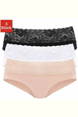 vivance collection Slip van elastische katoen met florale kant (3 stuks)