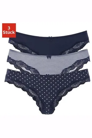 Lascana Brazilian slip van elastische katoen met delicate kant (3 stuks)